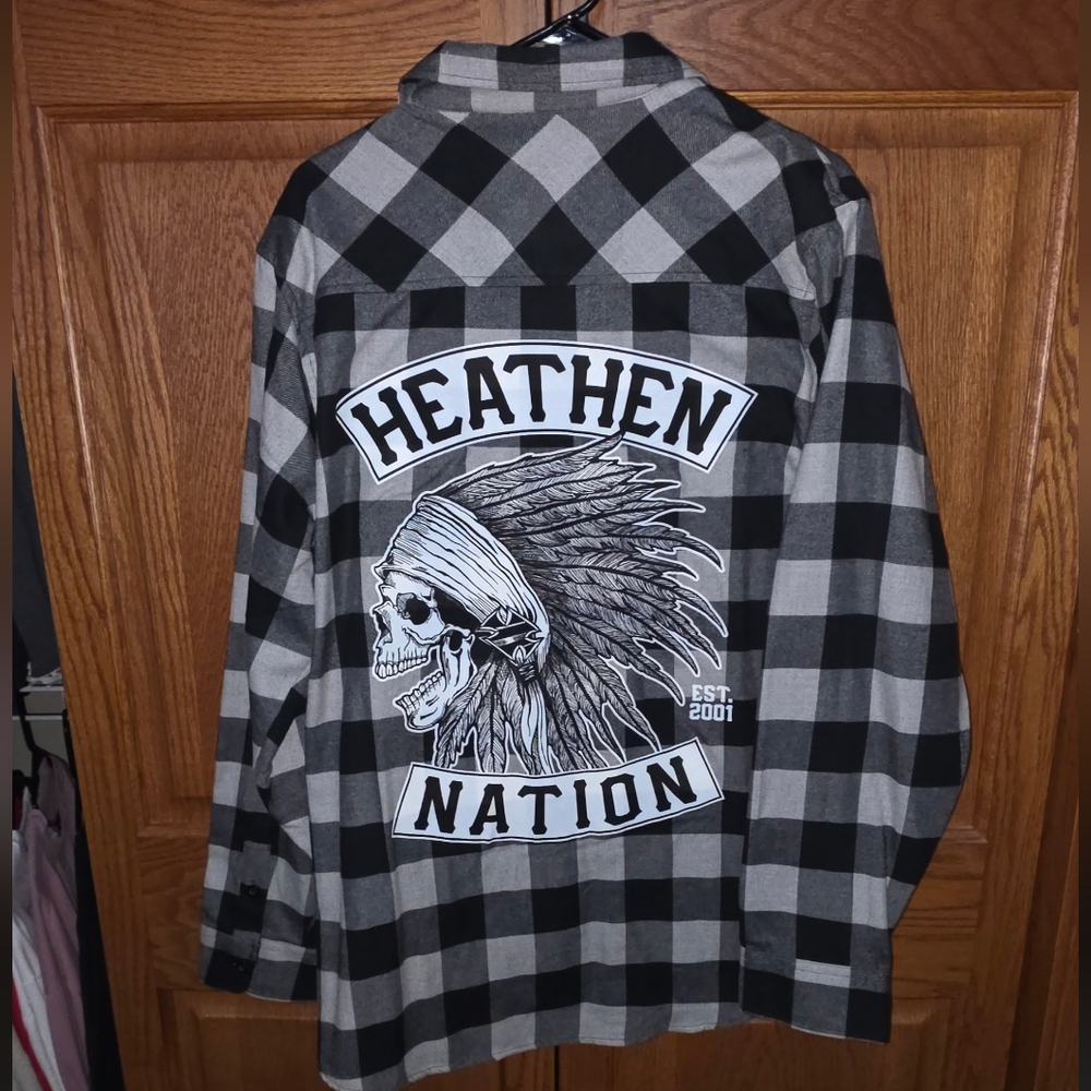 Heathen Nation Black & Gray Plaid Shirt Jacket